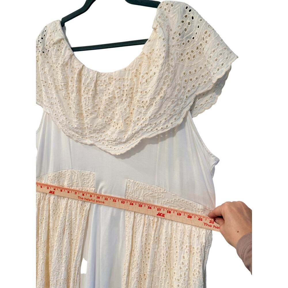 C Wonder 2X Christian Siriano Off Shoulder Eyelet Boho Maxi Dress $149 NEW Cream - Picture 7 of 11